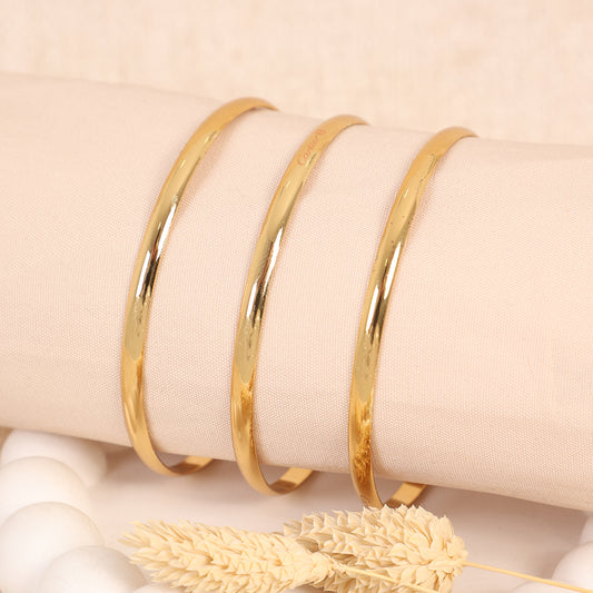 Set of Three Slim Polished Gold-Plated Bangles