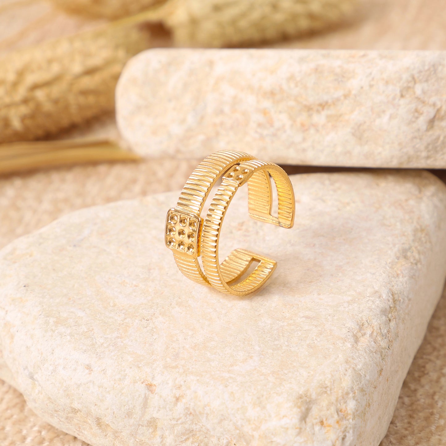 Golden Engraved Elegance Ring