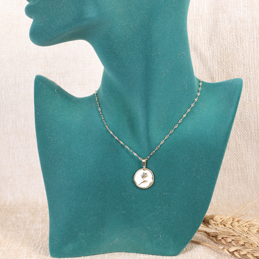 Mother of Pearl Tree of Life Coin Necklace