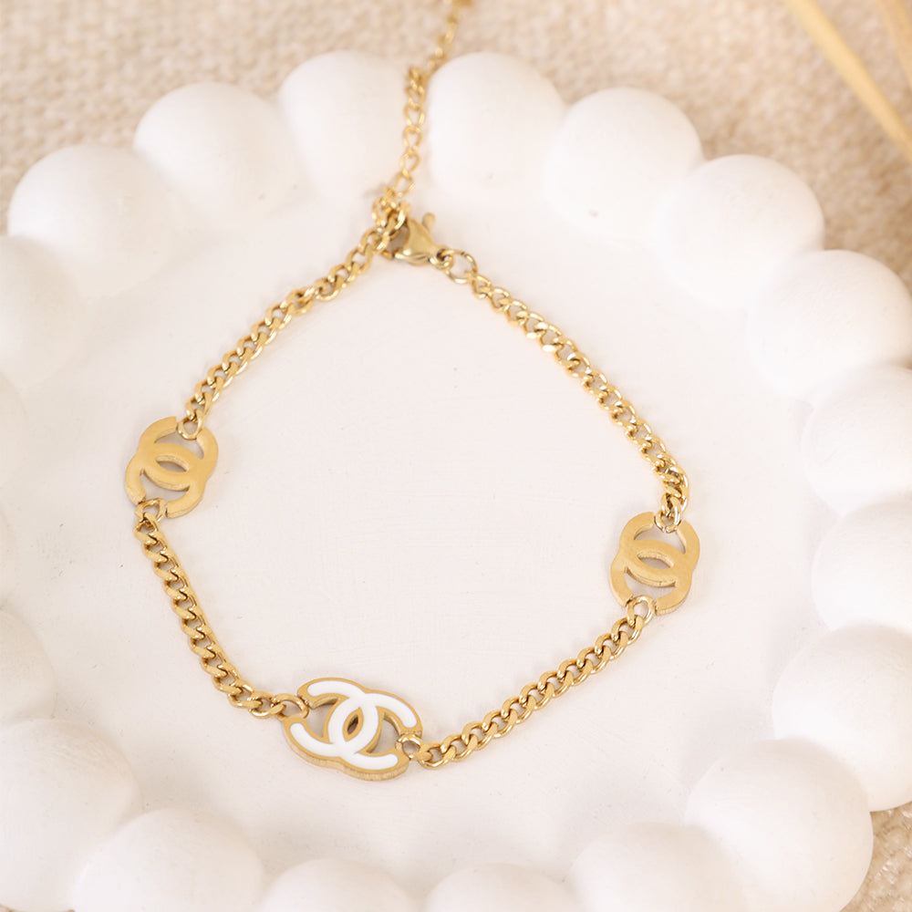 Designer-Inspired Interlocking Logo Chain Bracelet