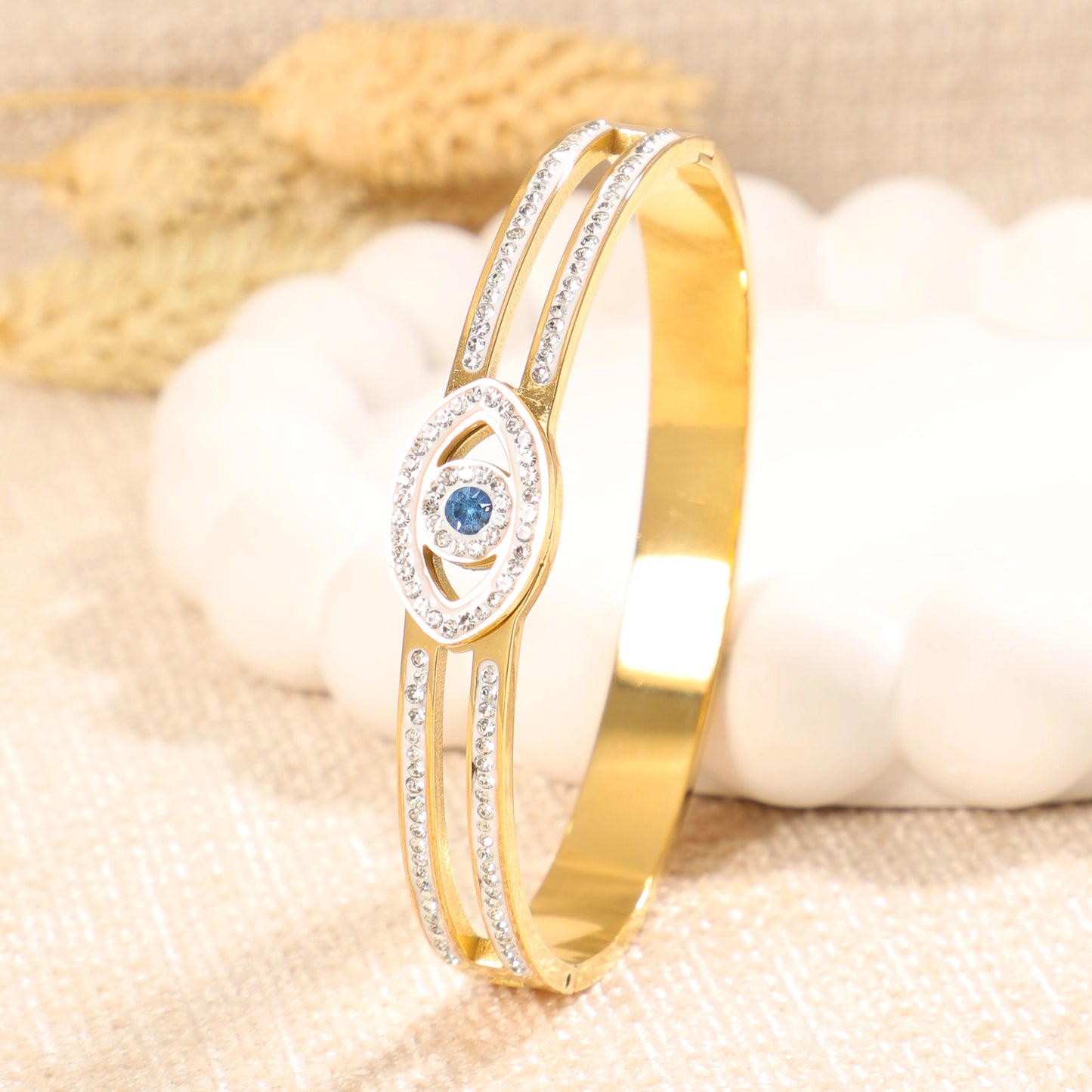 Blue Evil Eye Bangle Bracelet