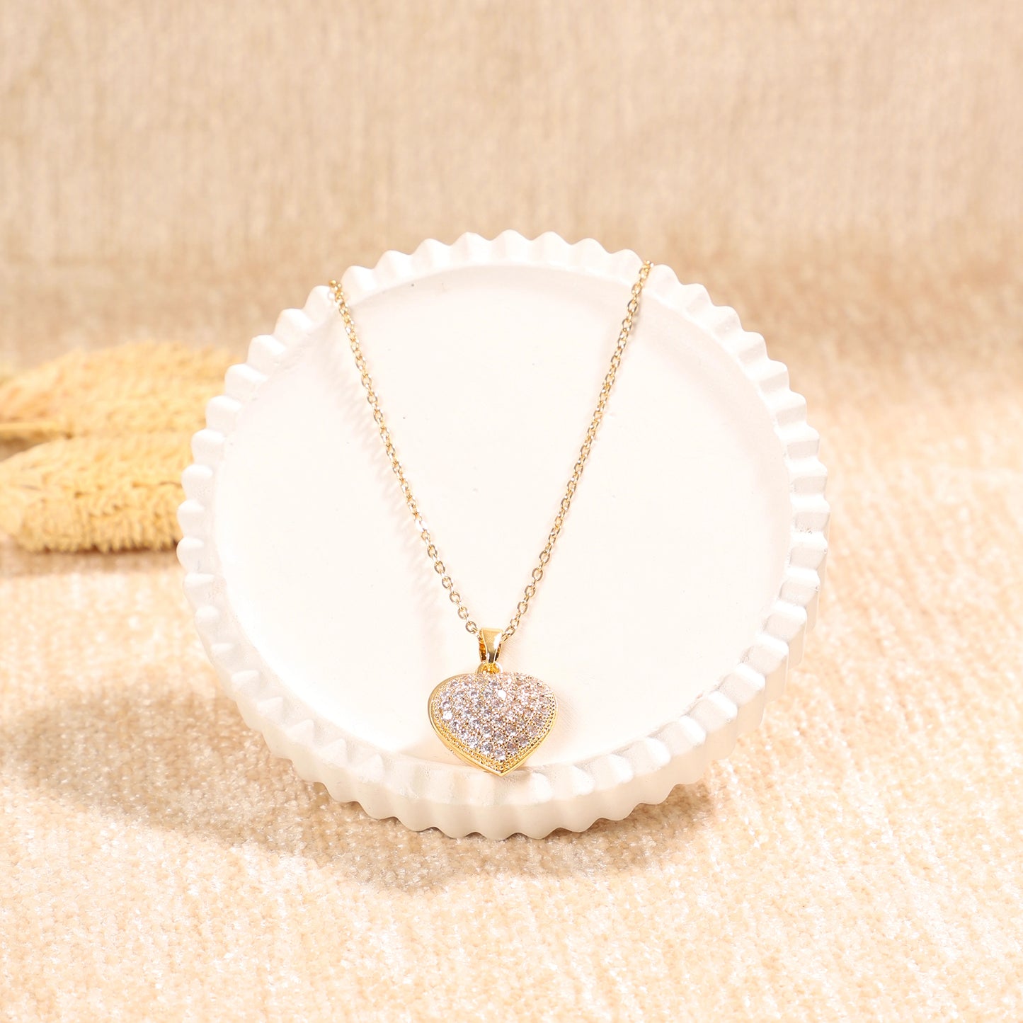 Golden Paved Heart Necklace