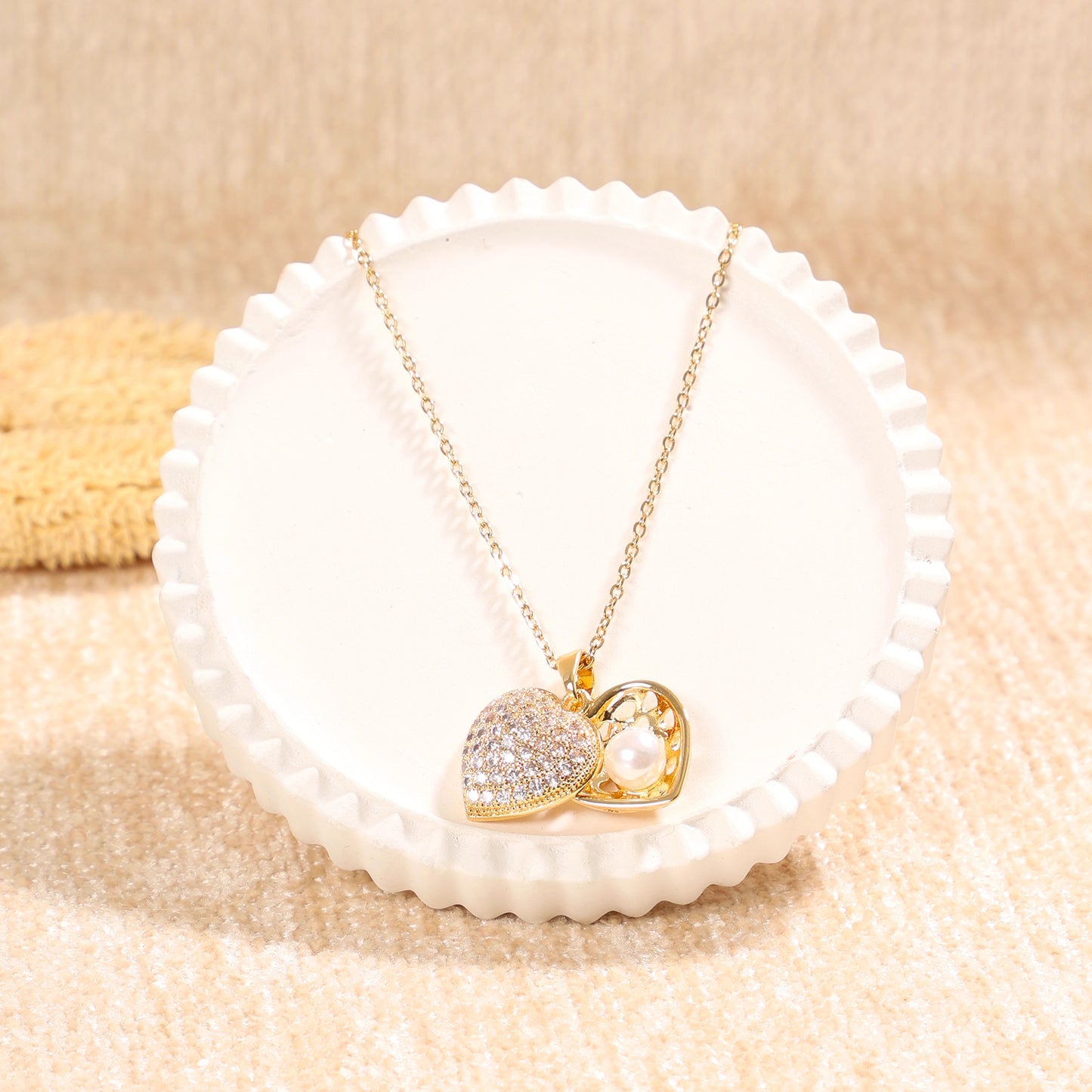 Golden Paved Heart Necklace