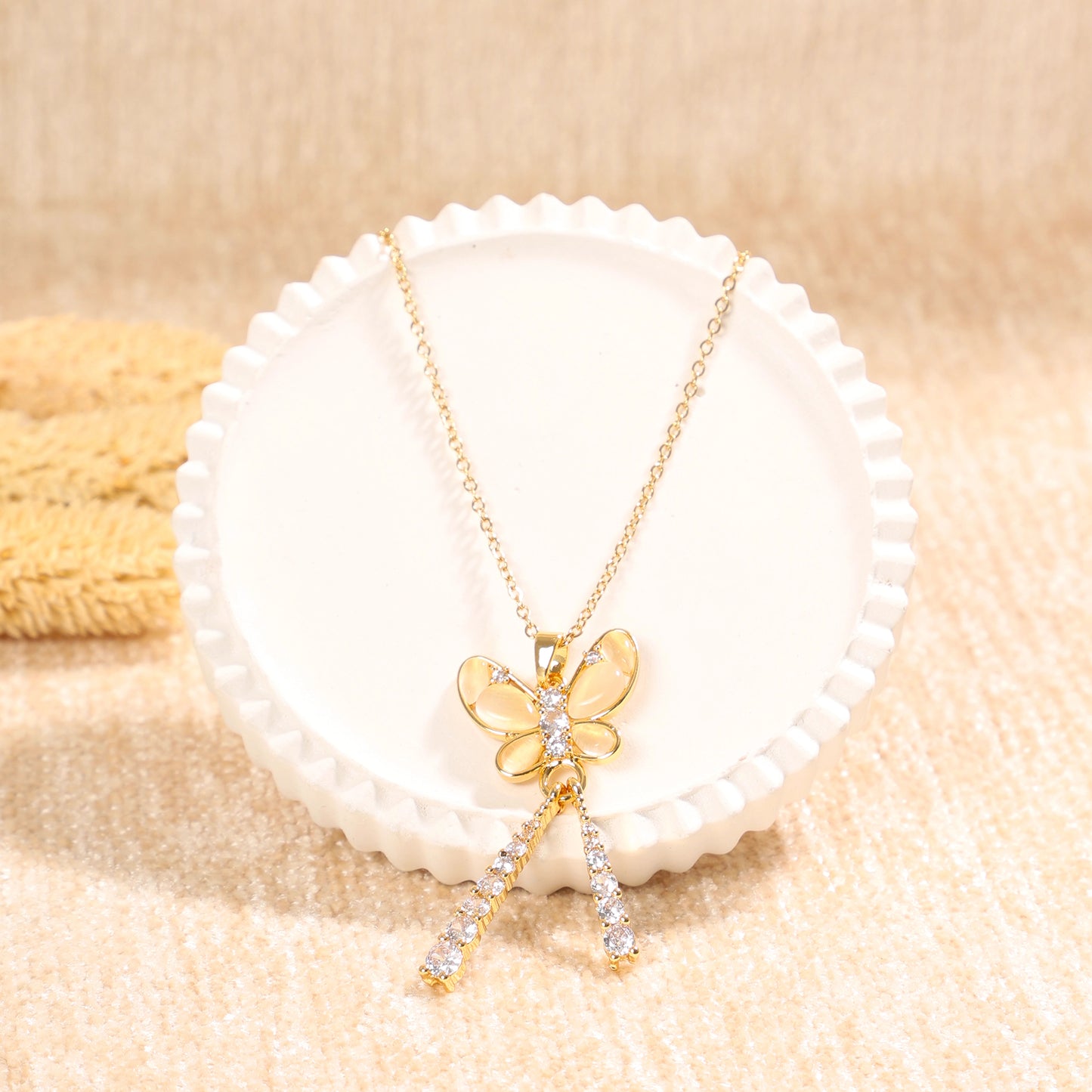 Sparkling Golden Butterfly Necklace