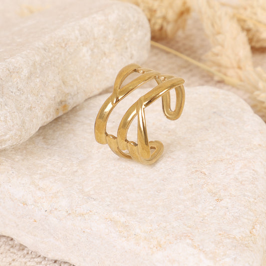 Criss-Cross Multi-Strand Gold Open Ring