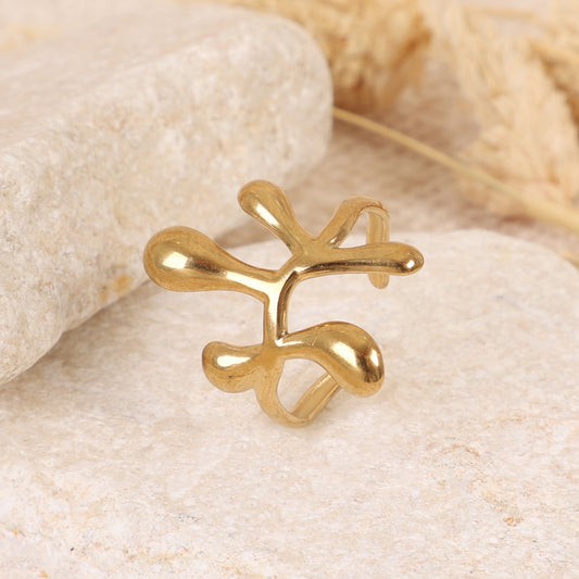 Abstract Organic Shape Gold Open Ring