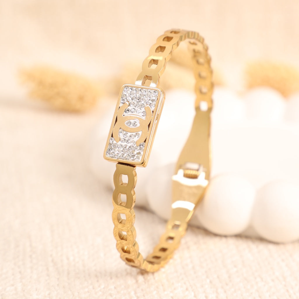 Golden Chanel Crystal Bracelet