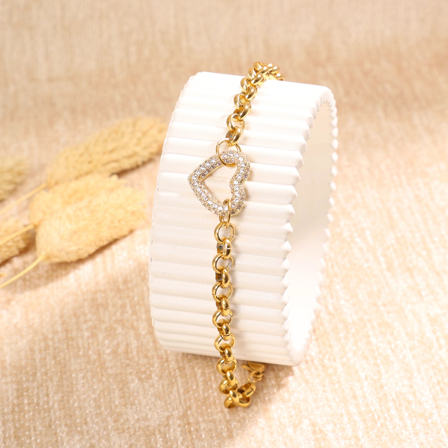 Golden Paved Heart Bracelet