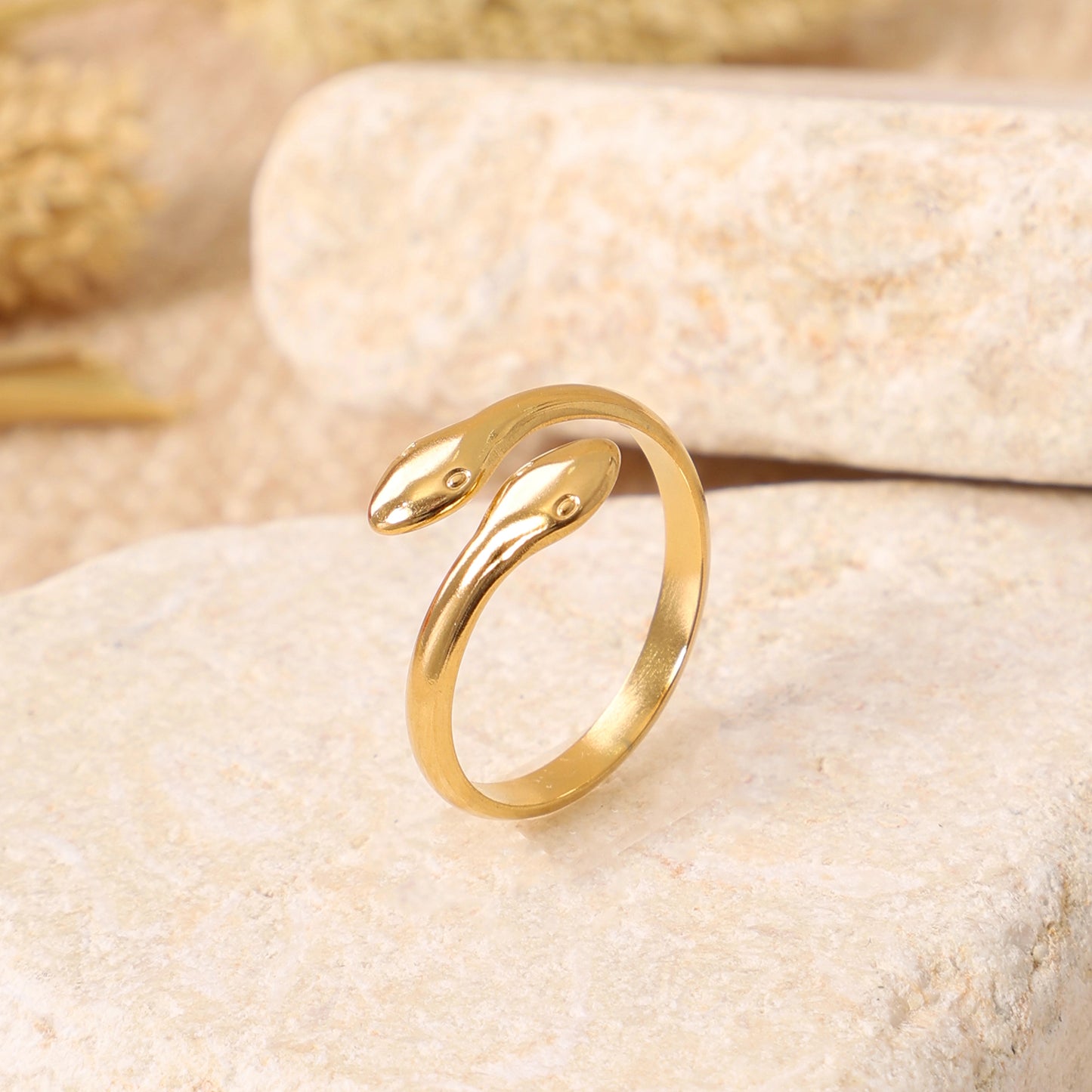 Golden Double Snake Ring