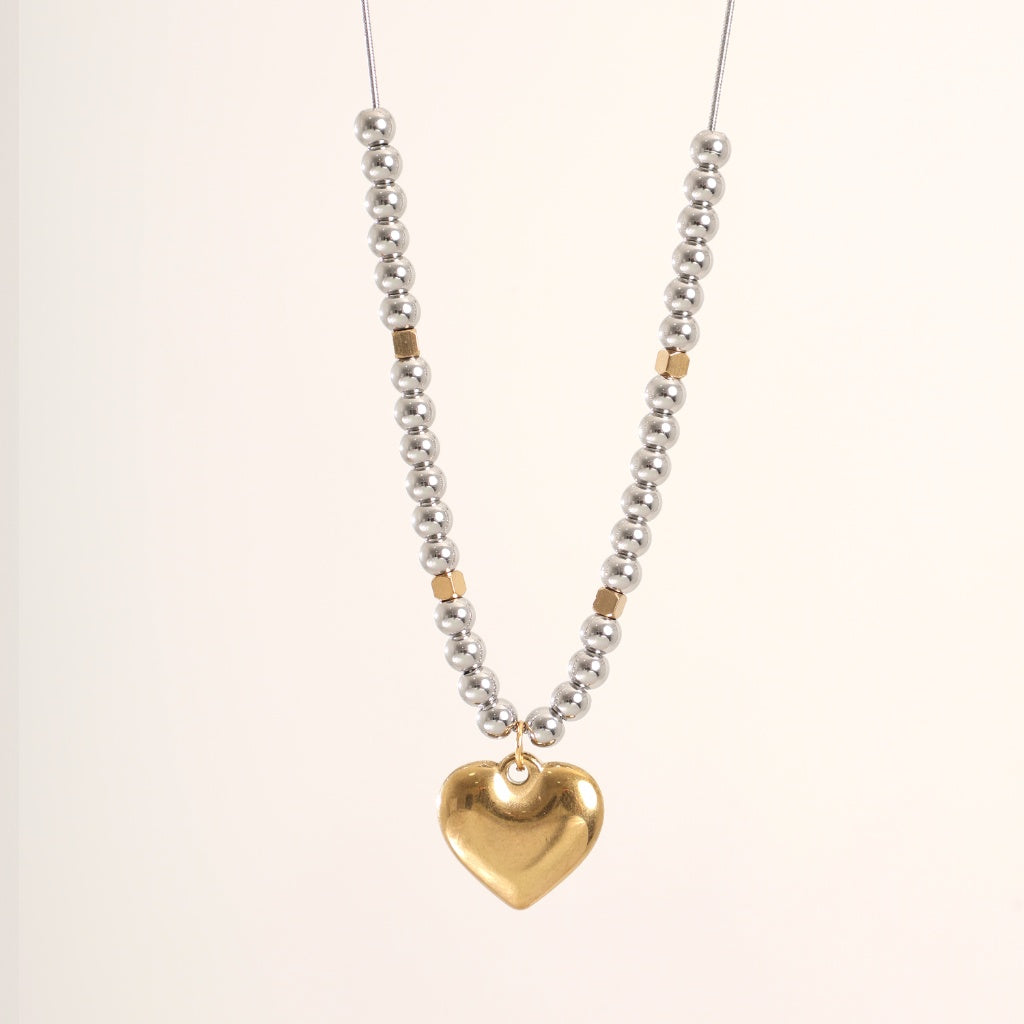 Silver "Heart and Beads" Necklace