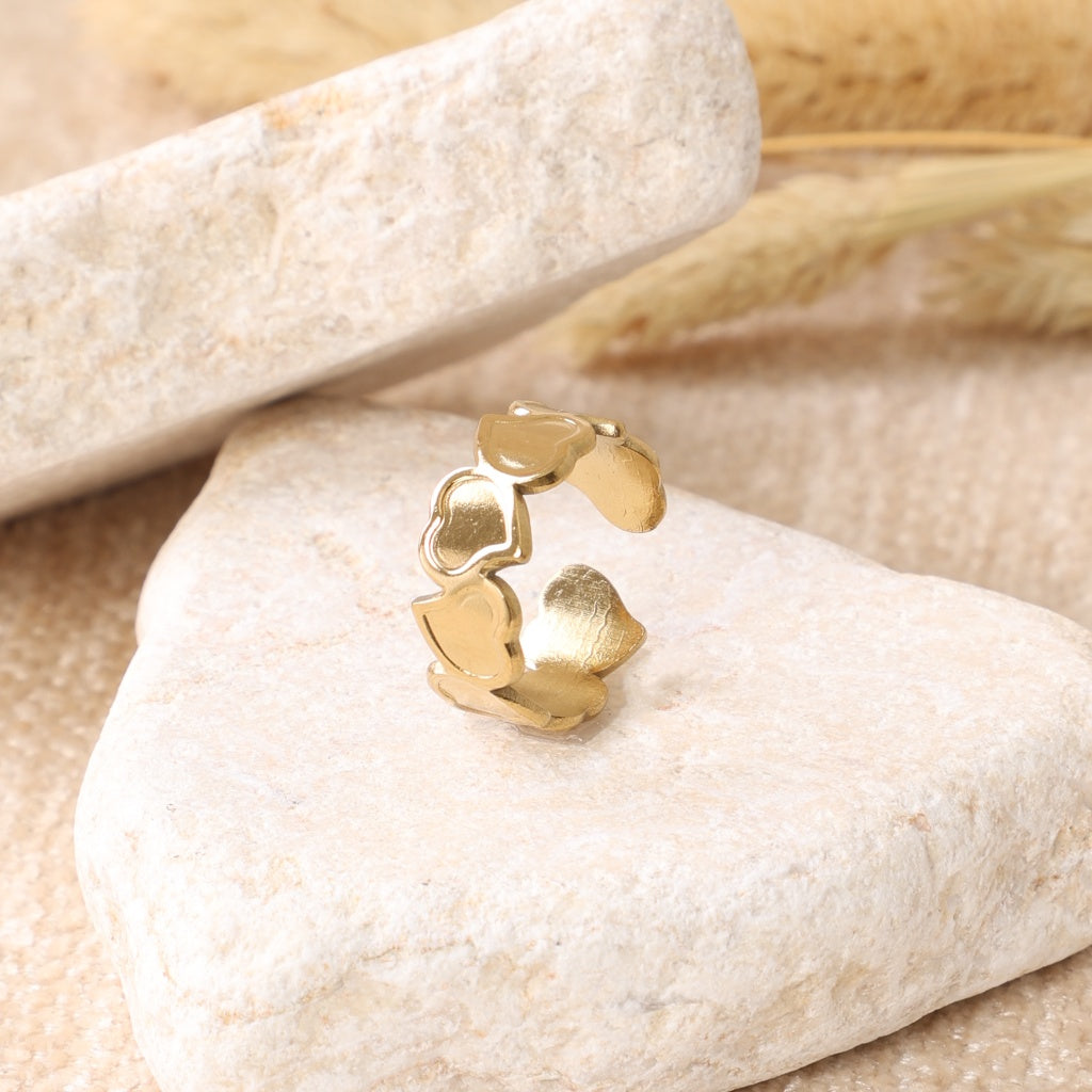 Golden Clover Flower Ring