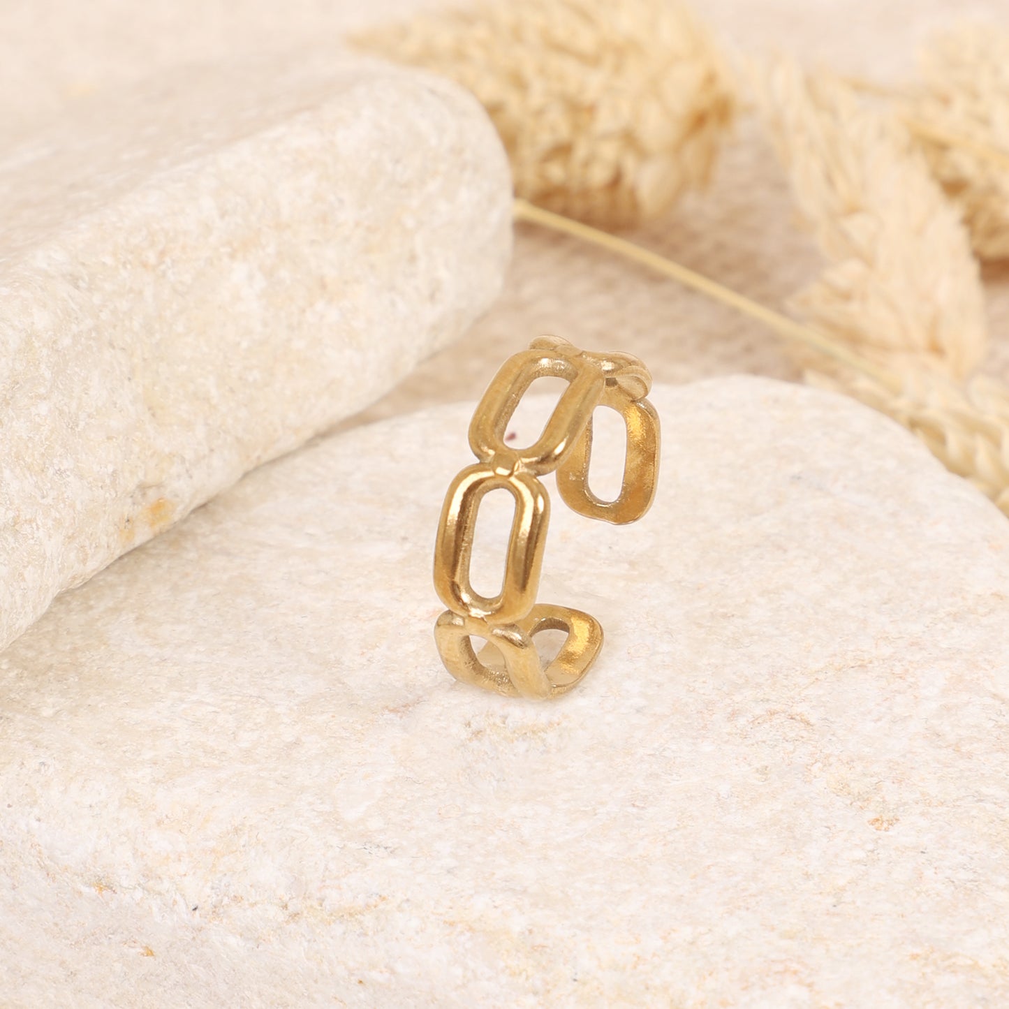 Geometric Gold Open Link Ring