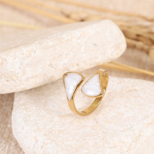 Romantic White Heart Open Adjustable Ring
