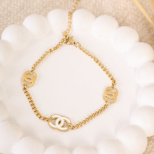 Designer-Inspired Interlocking Logo Chain Bracelet