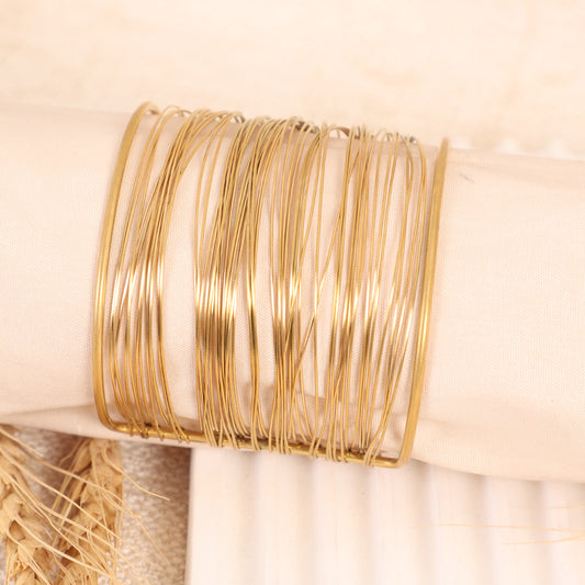Wide Multi-Layer Wire Coil Cuff Bracelet