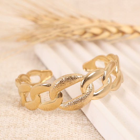 Bold Matt and Textured Curb Link Cuff Bracelet