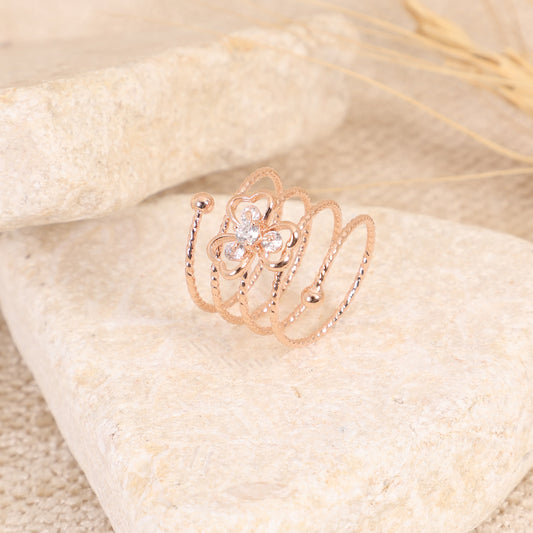 Rose Gold Spiral Flower Ring