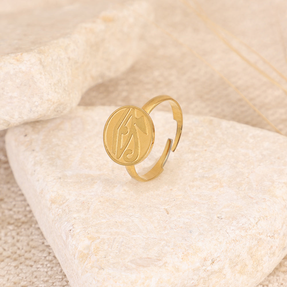 Round Medallion Initial Ring