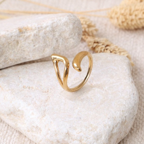 Golden Hearts and Beads Ring