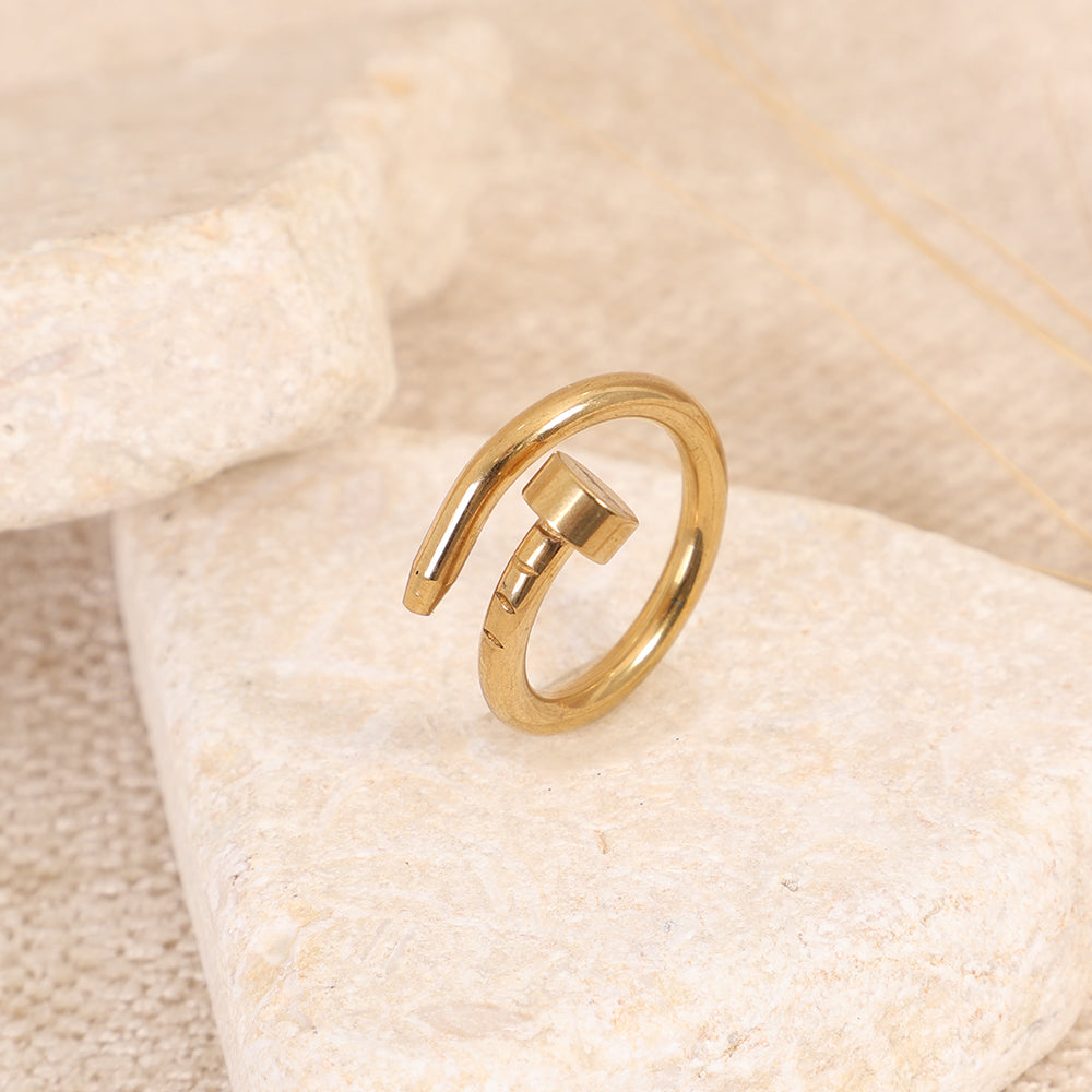 Modern Industrial Nail Wrap Ring
