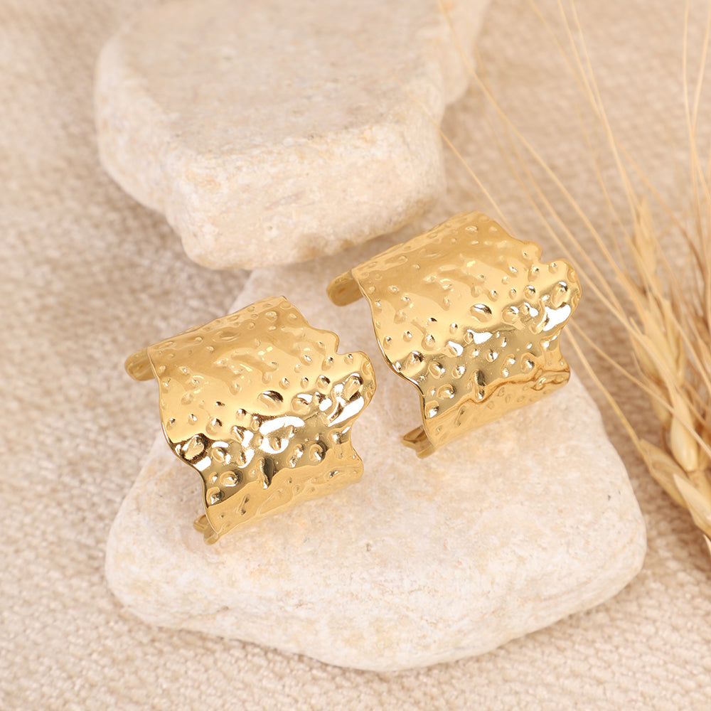 Chunky Hammered Gold Cuff Earrings