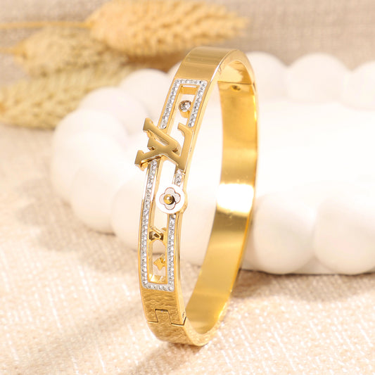 Golden Louis Vuitton Bangle Bracelet
