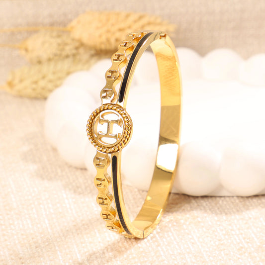 Golden H Bangle Bracelet