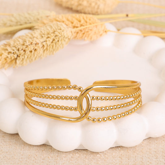 Golden "Circles and Beads" Bracelet