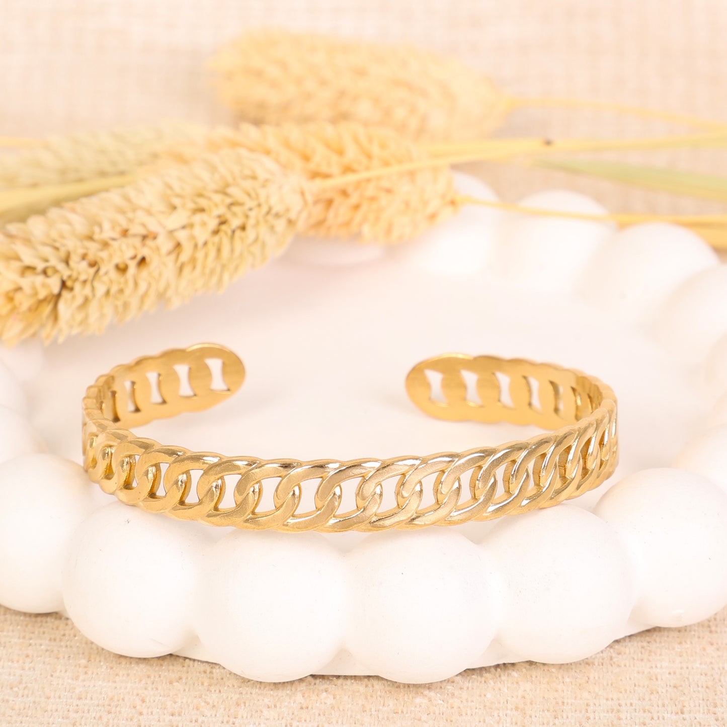 Golden "Cuban Chain" Bangle Bracelet
