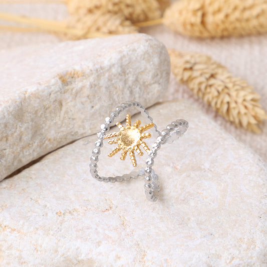 Golden and Silver "Sun and Beads" Ring