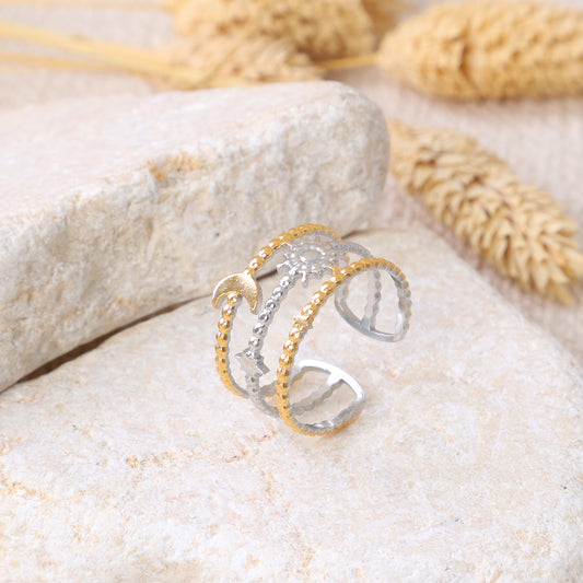 Golden and Silver "Circles and Balls" Ring