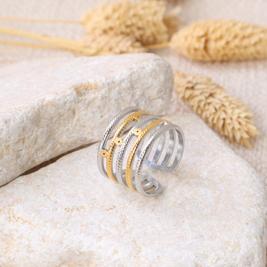 Golden and Silver "Intertwined Stars" Ring