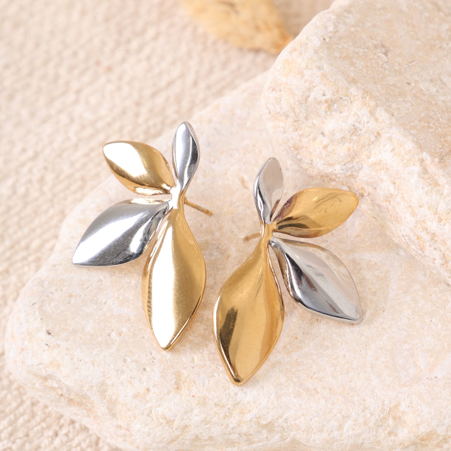 Golden and Silver Leaves Earrings
