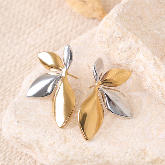 Golden and Silver Leaves Earrings