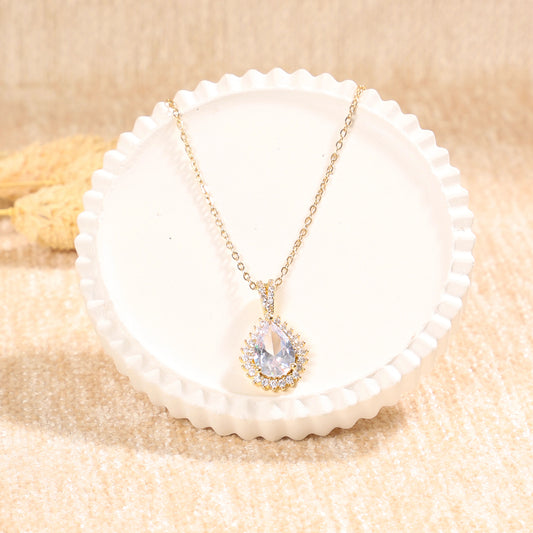 Paved Teardrop Necklace