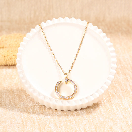 Golden Paved Nail Necklace