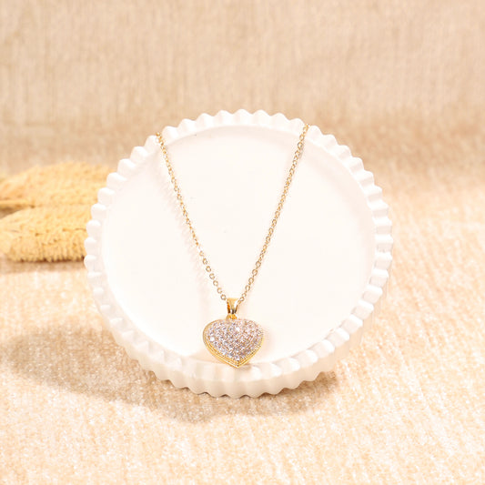 Golden Paved Heart Necklace