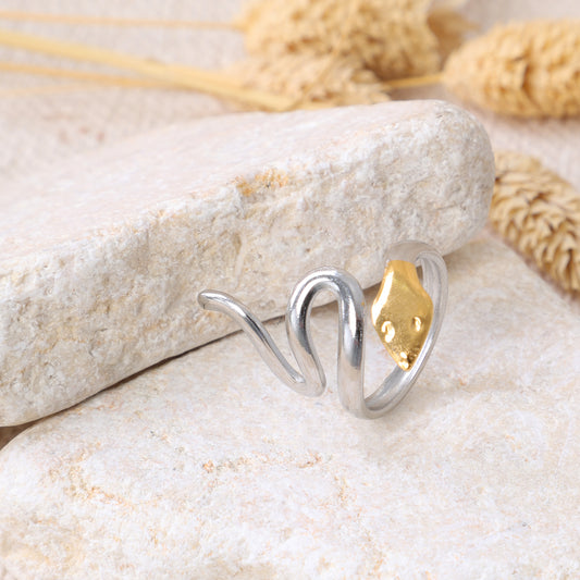Golden and Silver "Double Snake" Ring