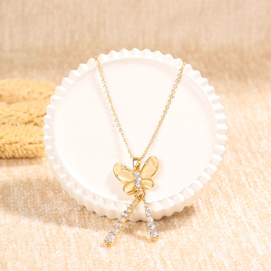 Sparkling Golden Butterfly Necklace