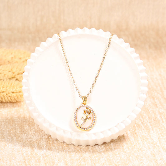 Golden Rose Flower Necklace
