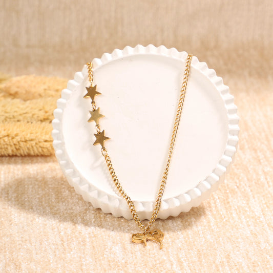 Golden Butterfly and Stars Necklace