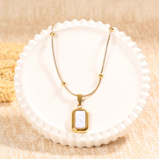 Golden Rectangular Mother-of-Pearl Necklace