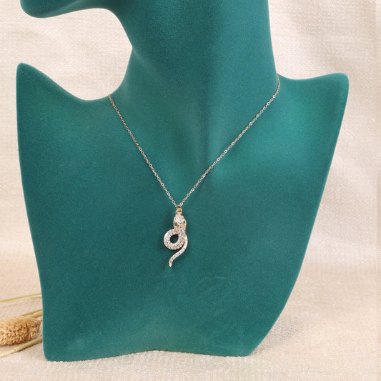 Silver Paved "Snake" Necklace