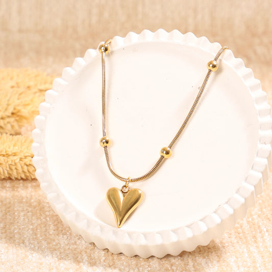 Golden V-Heart Necklace