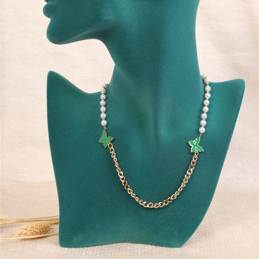 Butterflies and Pearls" Necklace