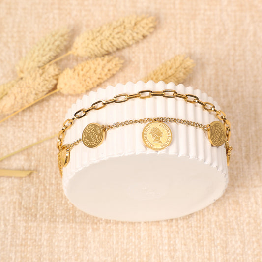 Golden Coin Bangle Bracelet