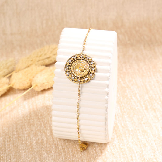 Paved Coin Bracelet
