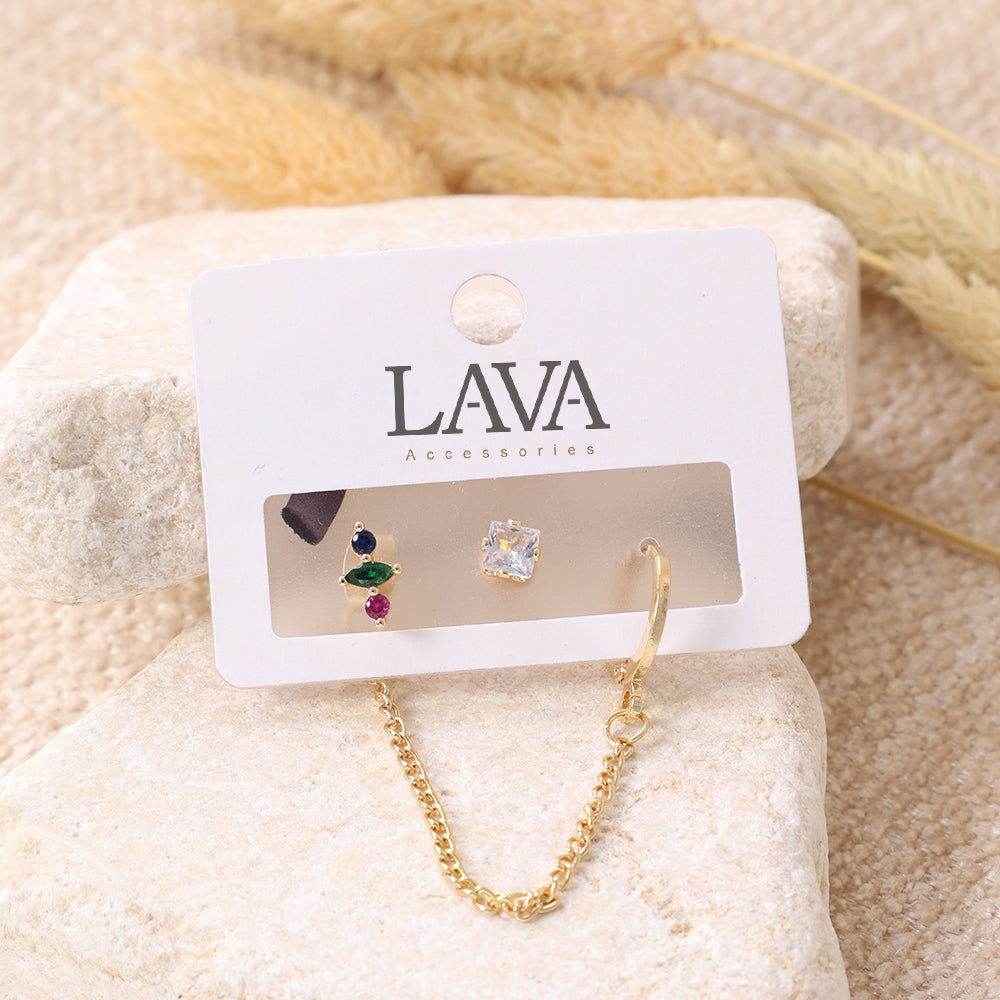 Gold Clover Stud Earrings with Mother of Pearl Inlay