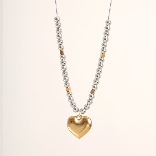 Silver "Heart and Beads" Necklace