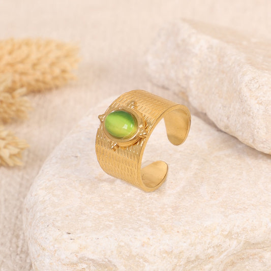 Golden Double "Emerald" Ring
